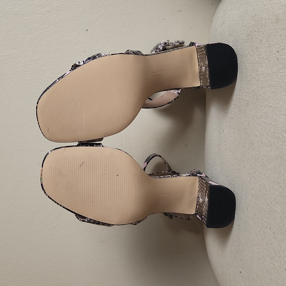 Chelsea & Violet Bree Snake Print Block Heel Sand… - image 5